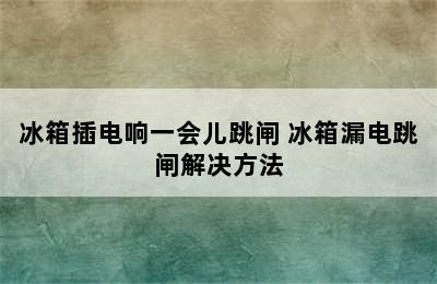 冰箱插电响一会儿跳闸 冰箱漏电跳闸解决方法